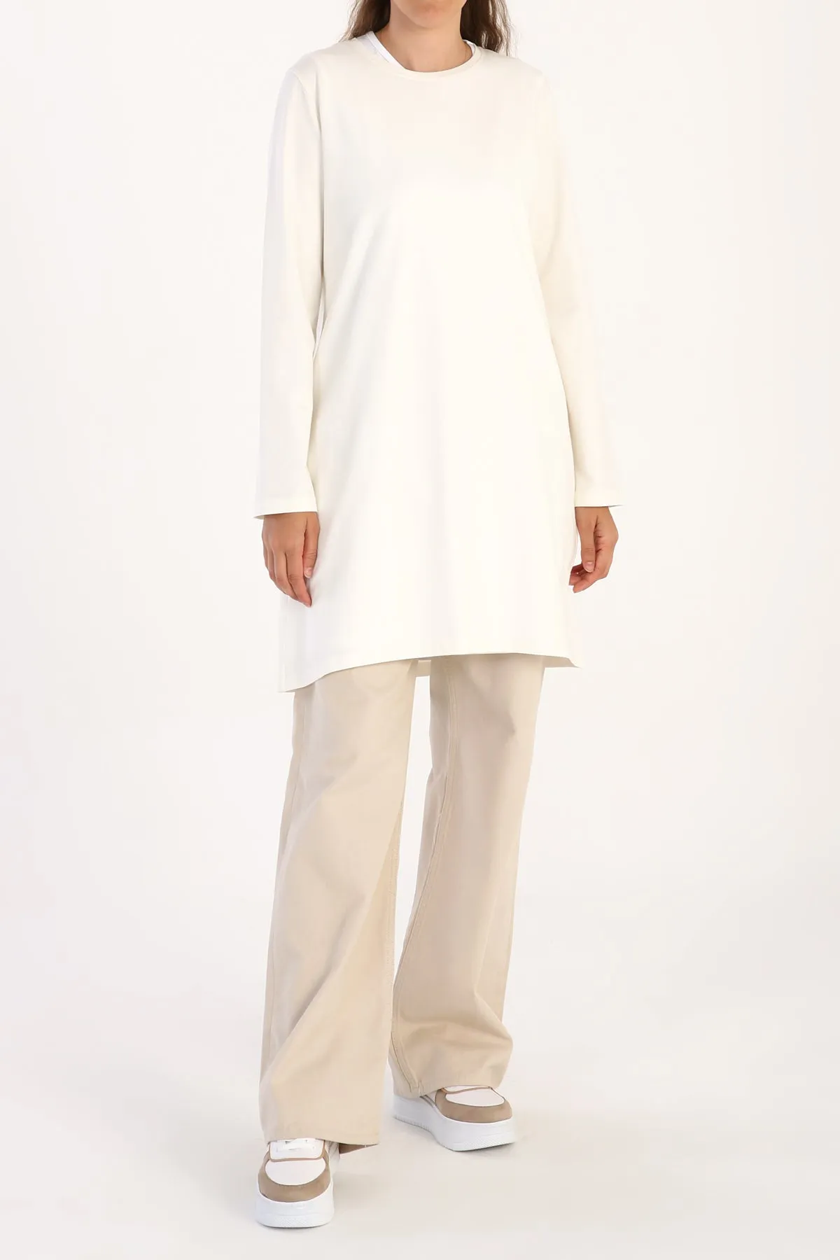 TLD Women Allday Ecru Plus Size Supreme Sweat Tunic - Chambéry