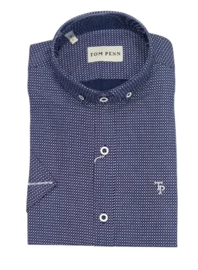 Tom Penn Short Sleeve Casual Shirt 885 - Navy