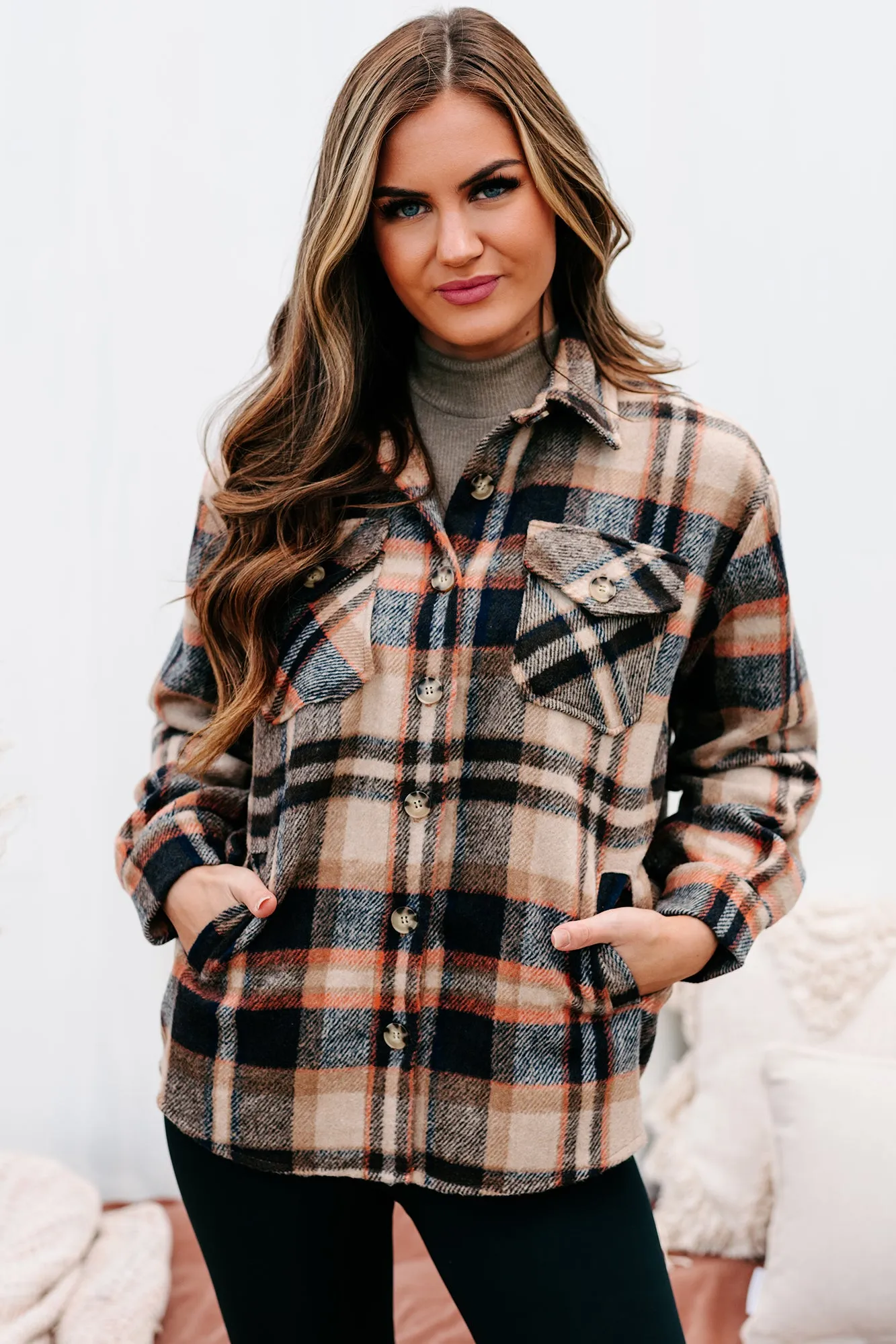 Trailside Talks Plaid Shacket (Brown Multi)