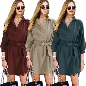 Turn-down Collar Slim Casual Fashion Mid-length Pure Color Outwear