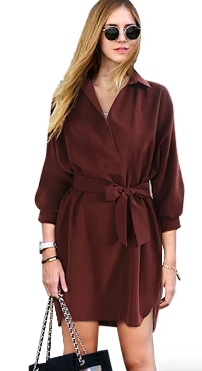 Turn-down Collar Slim Casual Fashion Mid-length Pure Color Outwear