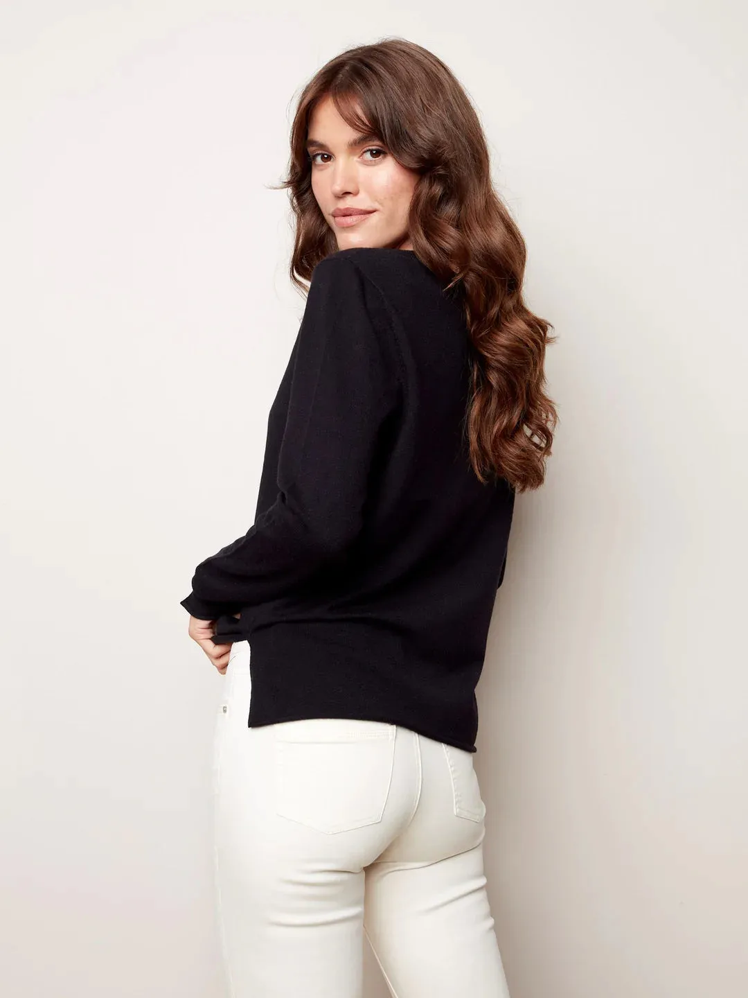 Twill Pants with Lace Ankle