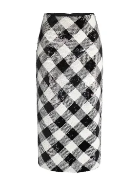 Veronica Beard Allora Sequin Skirt in Black/Off-White