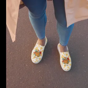 Vintage Floral Women's Slip On Canvas Shoes