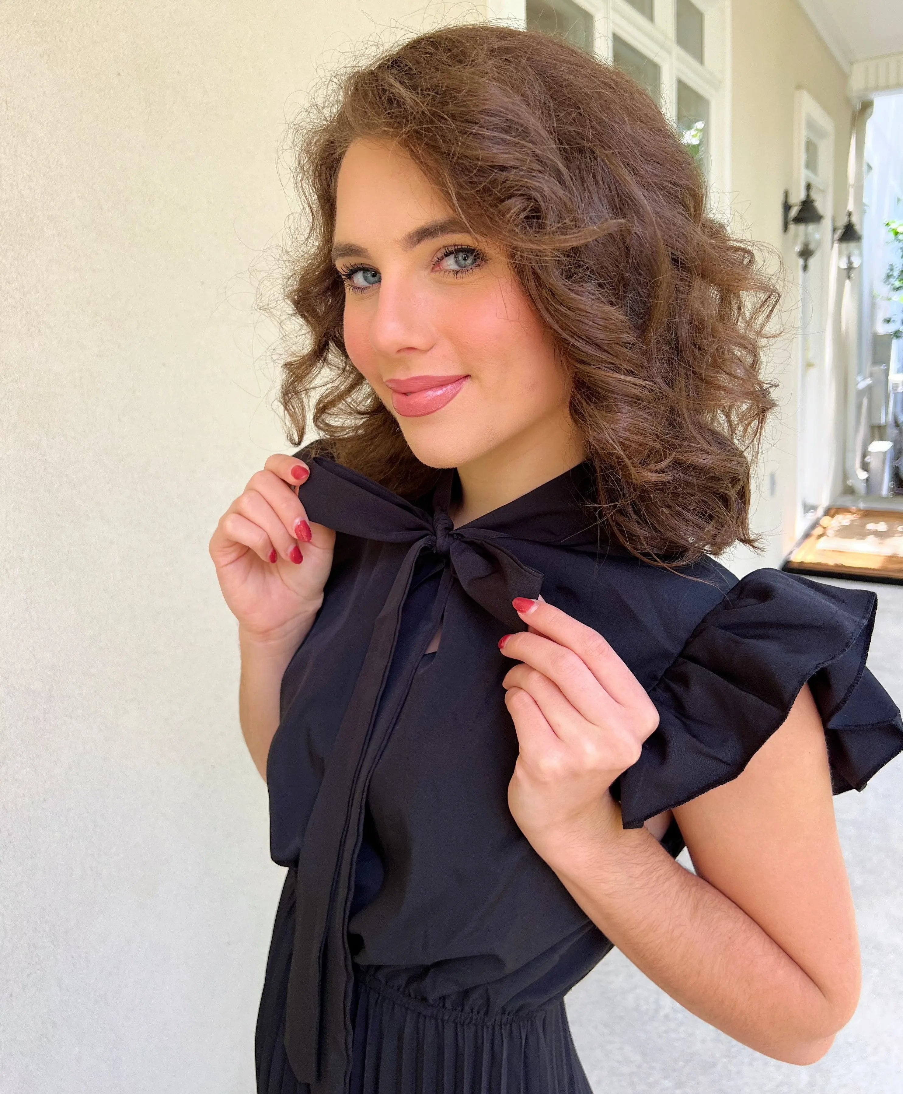 Vittoria Pleated Black Dress