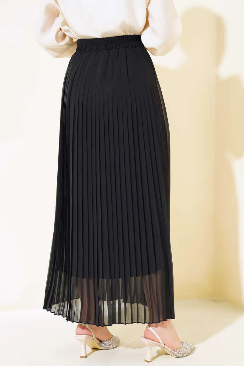 Women's Chiffon Pleated Skirt - Black