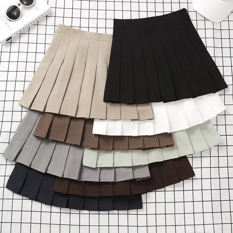 Women's High Waist Pleated Mini Skirt