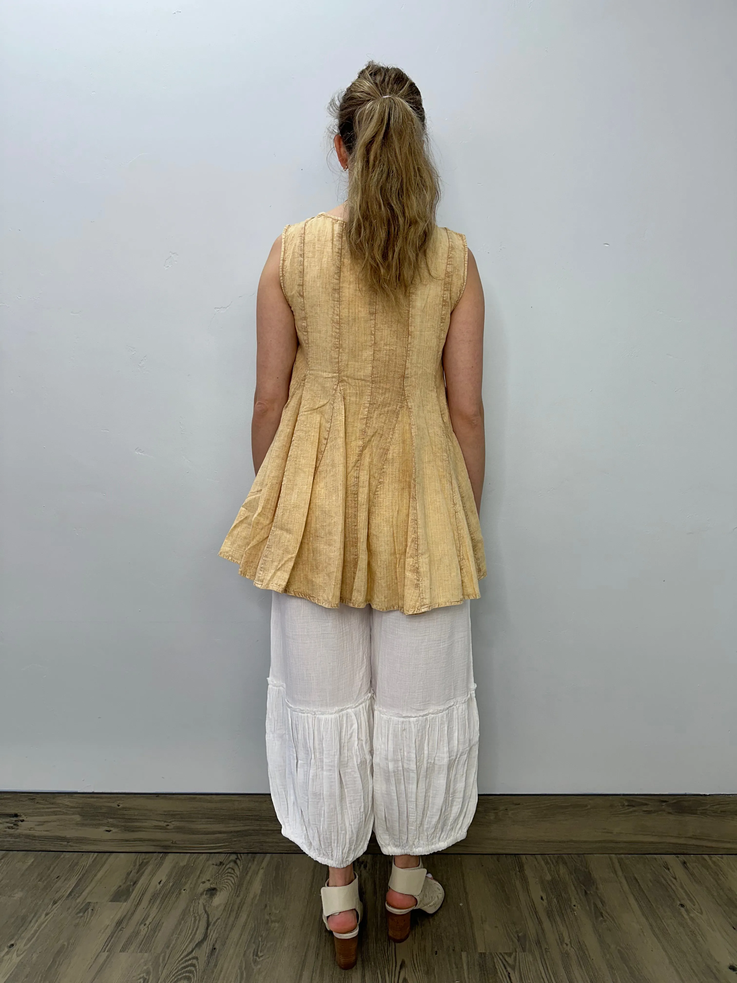 Yellow Sleeveless Pleated Tunic