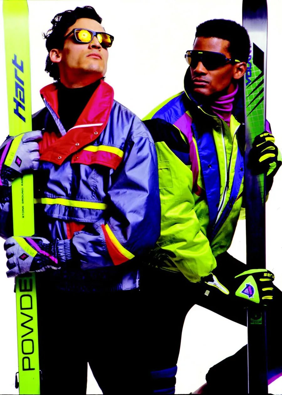 zebra printed ski jacket neon green